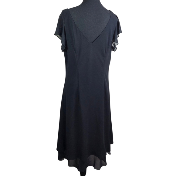 Jessica Black V-Neck Dress With Fluttery Sleeves Size 18 - Picture 3 of 7
